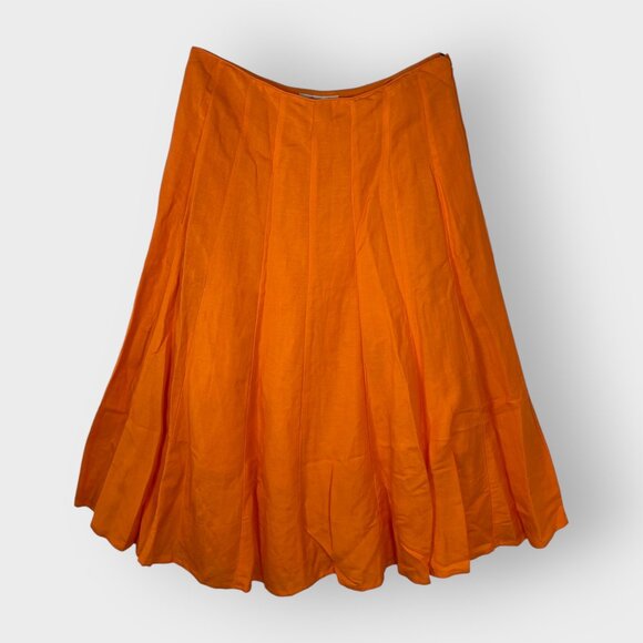 NEW Appraisal Maxi Flare Skirt | 10 | Bright Orange Linen Blend | Beachy Coastal - Picture 1 of 10